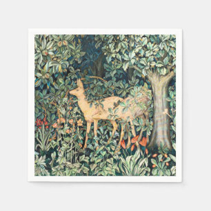 William Morris Vintage Deer Woodland Floral Art Napkins