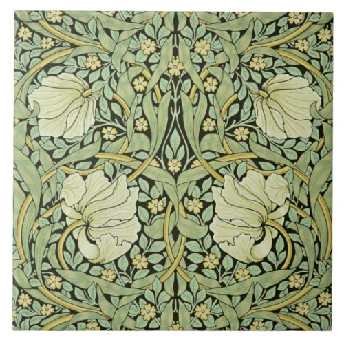 William Morris vintage design Pimpernel in Green Ceramic Tile