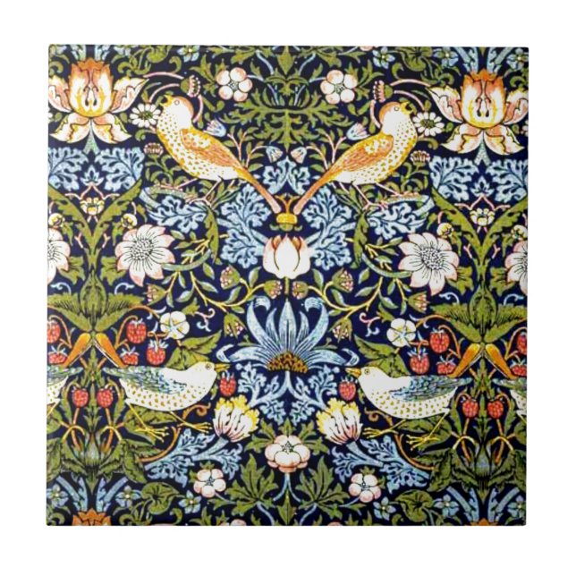 William Morris vintage design - Strawberry Thief Tile (Front)