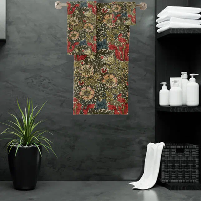 William Morris Vintage Elegant Floral Pattern Bath Towel Set | Zazzle