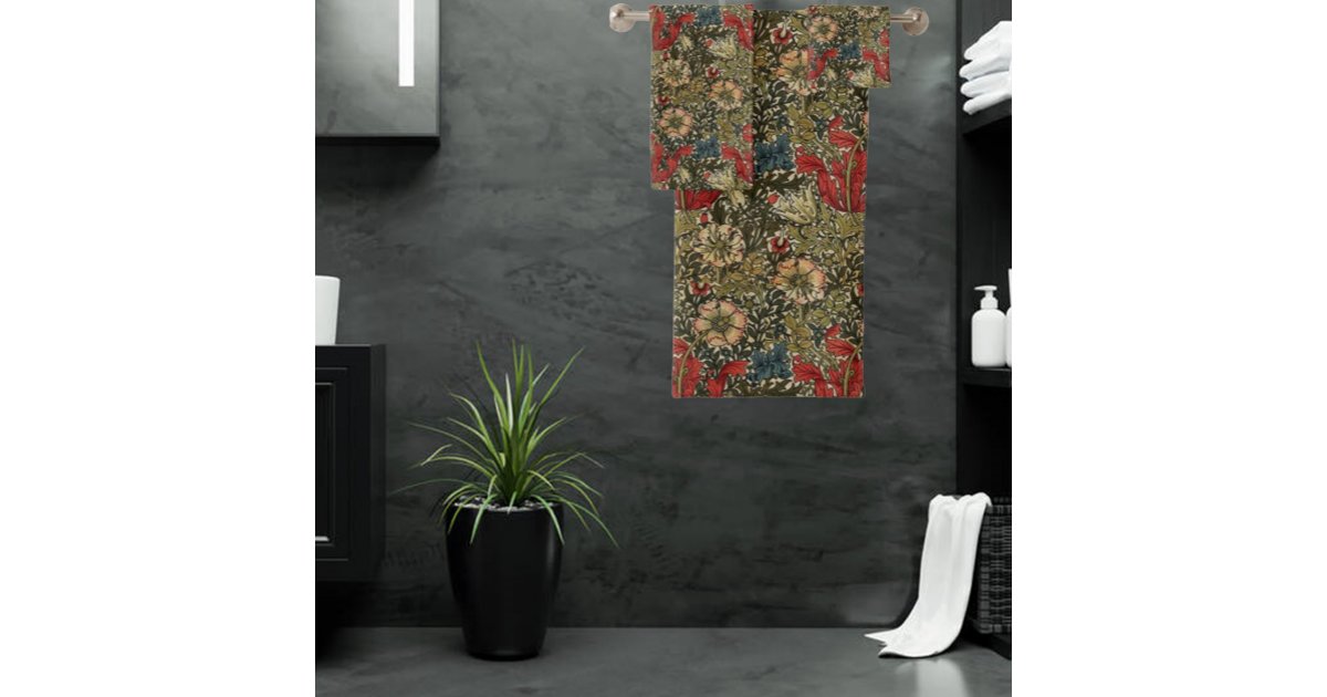 William Morris Vintage Elegant Floral Pattern Bath Towel Set | Zazzle