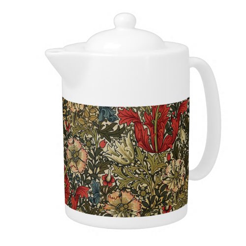 William Morris Vintage Elegant Floral Pattern  Teapot