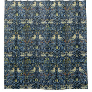 William Morris Vintage Floral Bird Shower Curtain