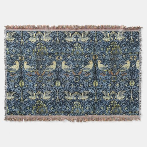 William Morris Vintage Floral Bird Throw Blanket