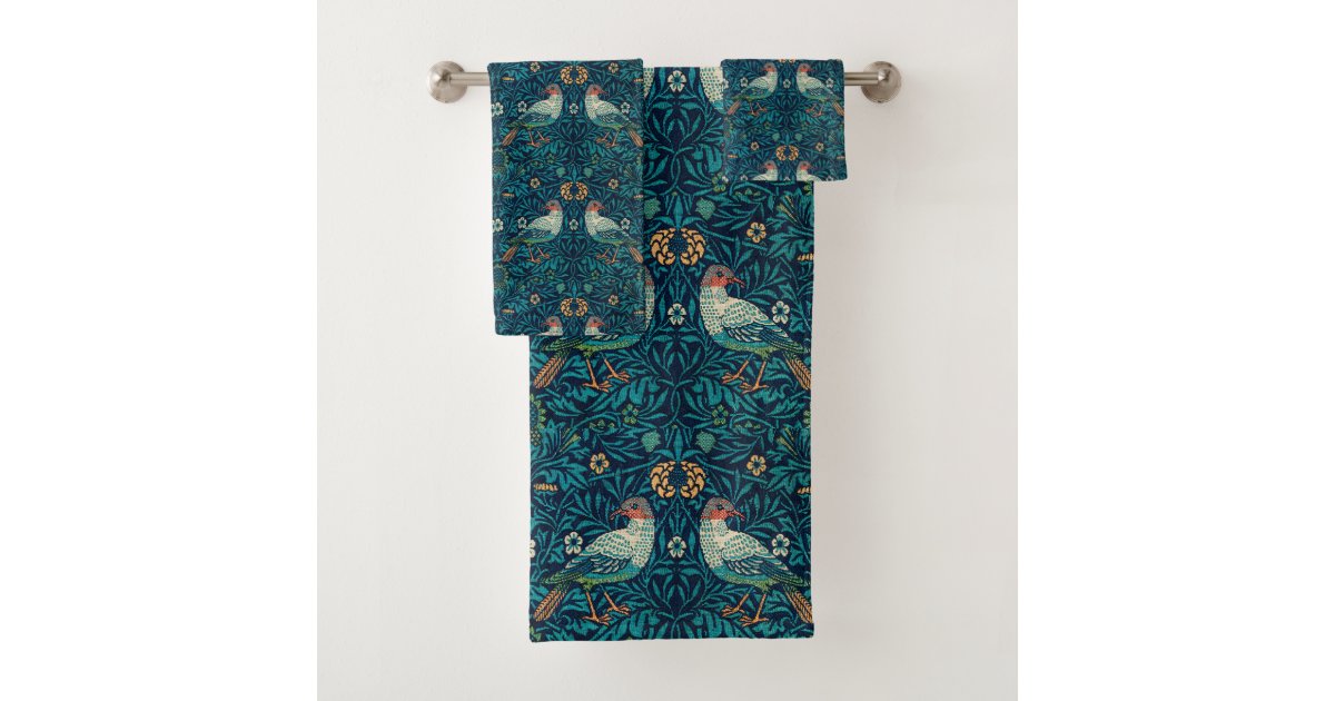 William Morris - Vintage Floral Birds Bath Towel Set | Zazzle