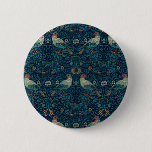 William Morris Vintage Floral Birds Button