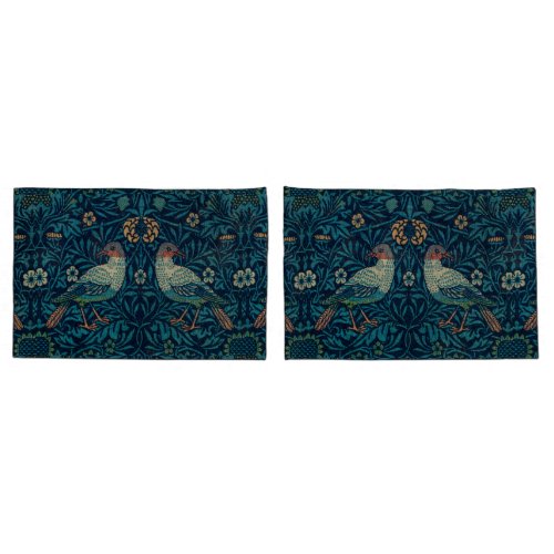 William Morris Vintage Floral Birds Pillow Case