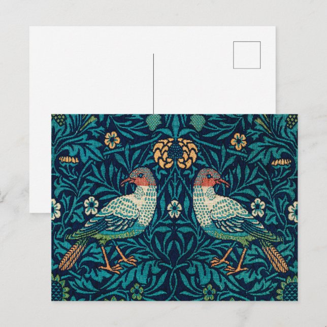 William Morris - Vintage Floral Birds Postcard (Front/Back)