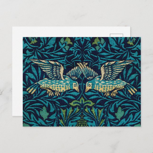 William Morris - Vintage Floral Birds Postcard (Front/Back)