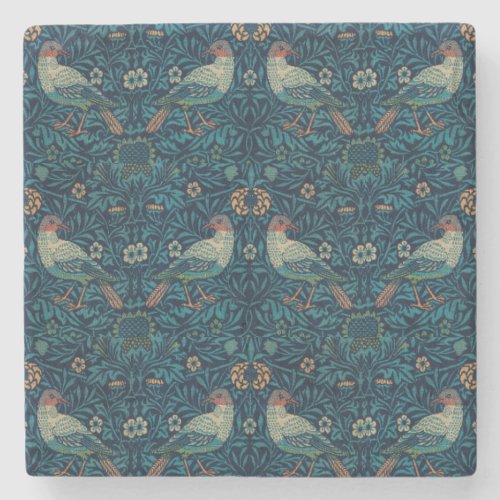William Morris Vintage Floral Birds Stone Coaster