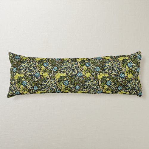 William Morris Vintage Floral Blue Green Seaweed Body Pillow