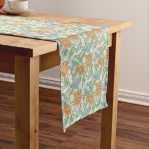 William Morris Vintage Floral Blue Single Stem Short Table Runner