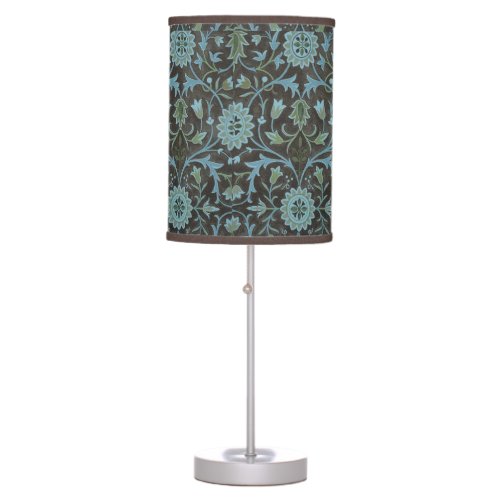 William Morris Vintage Floral Brown Blue Green Table Lamp