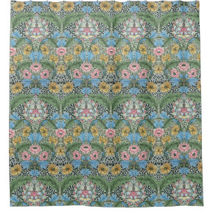 William Morris Vintage Floral Flowers Yellow Blue Shower Curtain