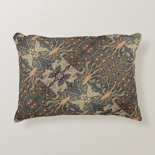 William  Morris  Vintage Floral Gray Gold  Accent Pillow