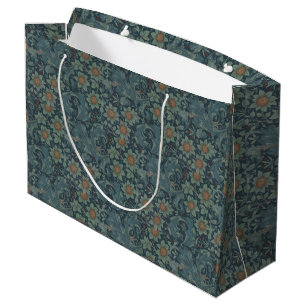 William Morris Vintage Floral Green Blue Orchard Large Gift Bag