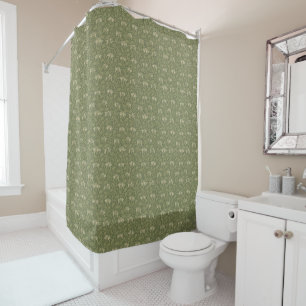 William Morris Vintage Floral Honeysuckle Green Shower Curtain