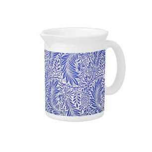 William Morris Vintage Floral Pattern Blue White Beverage Pitcher