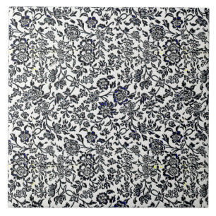 William Morris Vintage Floral Pattern Blue White Ceramic Tile