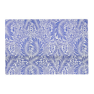 William Morris Vintage Floral Pattern Blue White Placemat