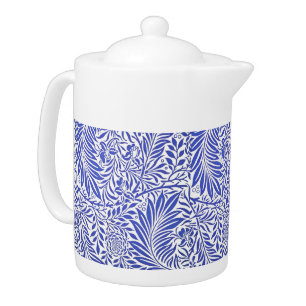 William Morris Vintage Floral Pattern Blue White Teapot