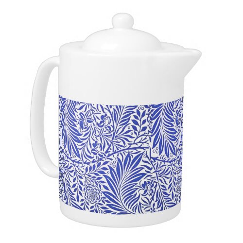 William Morris Vintage Floral Pattern Blue White   Teapot