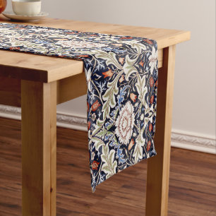 William Morris Vintage Floral Pattern Flowers Blue Long Table Runner