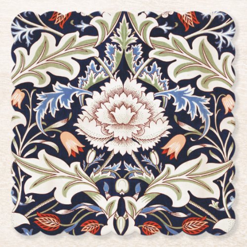 William Morris Vintage Floral Pattern Flowers Blue Paper Coaster