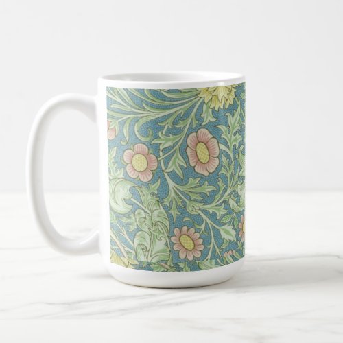 William Morris Vintage Floral Pattern Green Pink   Coffee Mug
