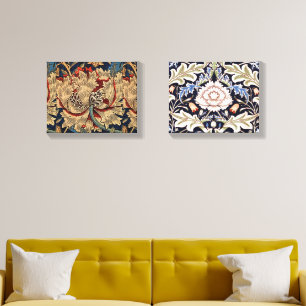 William Morris Vintage Floral Pattern Red Blue Canvas Photo Tile
