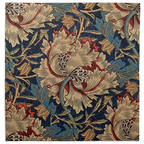 William Morris Vintage Floral Pattern Red Blue     Cloth Napkin