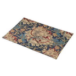 William Morris Vintage Floral Pattern Red Blue Cloth Placemat