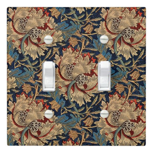 William Morris Vintage Floral Pattern Red Blue     Light Switch Cover