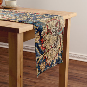 William Morris Vintage Floral Pattern Red Blue Long Table Runner