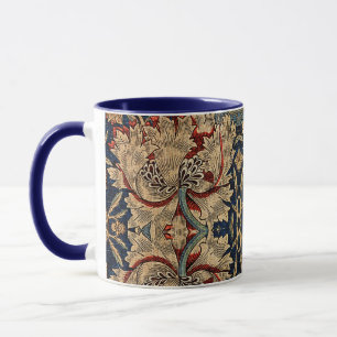 William Morris Vintage Floral Pattern Red Blue Mug