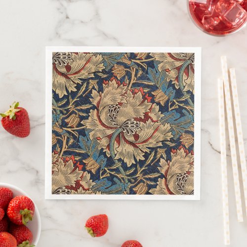 William Morris Vintage Floral Pattern Red Blue     Paper Dinner Napkins