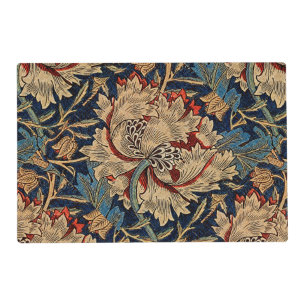 William Morris Vintage Floral Pattern Red Blue Placemat