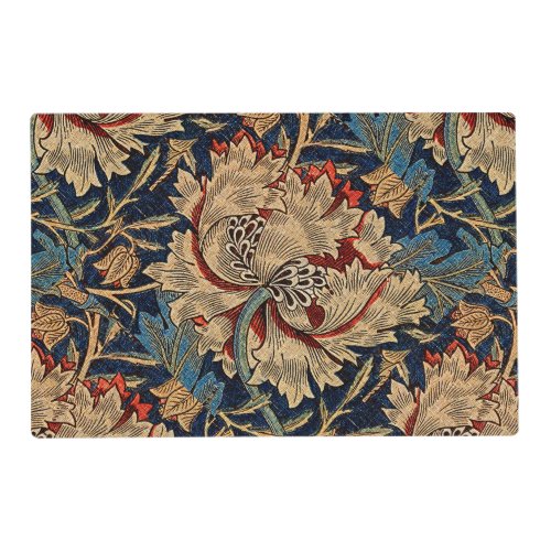 William Morris Vintage Floral Pattern Red Blue     Placemat