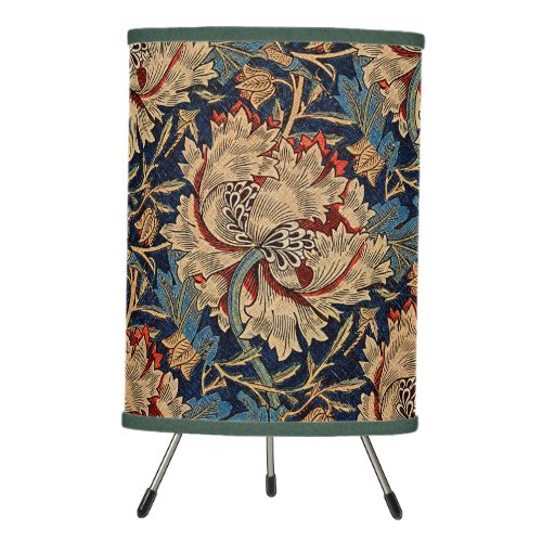 William Morris Vintage Floral Pattern Red Blue     Tripod Lamp