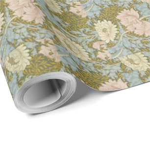 William Morris Vintage Floral Pink Chrysanthemum Wrapping Paper