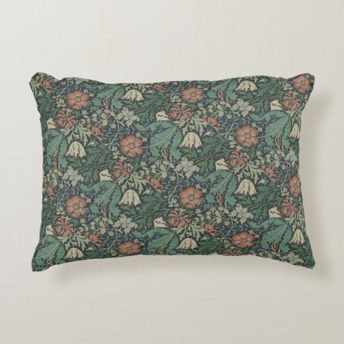 William Morris Vintage Floral Pink Green Compton  Accent Pillow