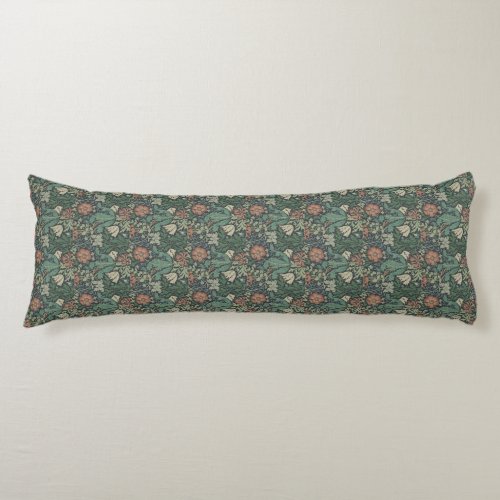 William Morris Vintage Floral Pink Green Compton  Body Pillow