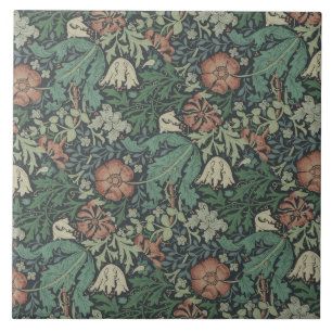 William Morris Vintage Floral Pink Green Compton   Ceramic Tile