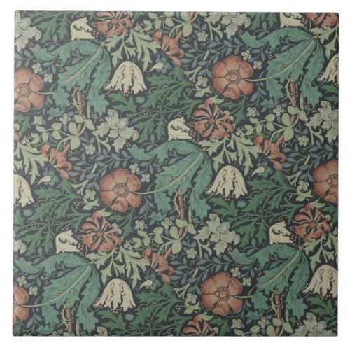 William Morris Vintage Floral Pink Green Compton   Ceramic Tile