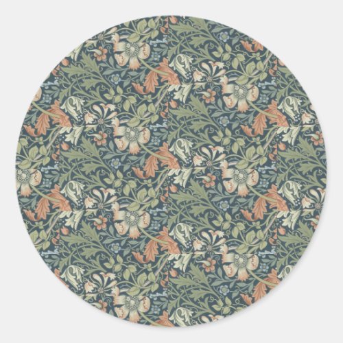William Morris Vintage Floral Pink Green Compton Classic Round Sticker