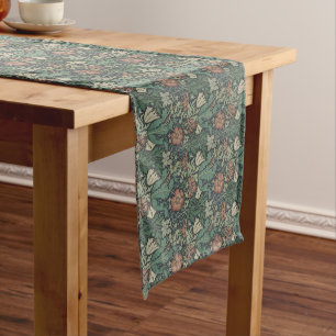 William Morris Vintage Floral Pink Green Compton Long Table Runner