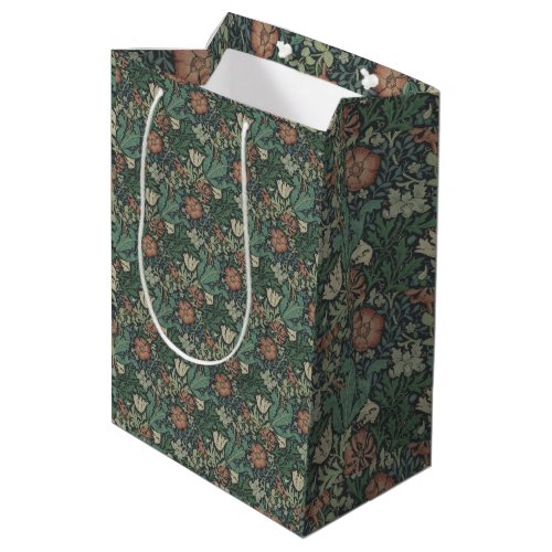 William Morris Vintage Floral Pink Green Compton   Medium Gift Bag