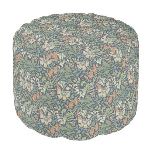 William Morris Vintage Floral Pink Green Compton Pouf