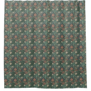 William Morris Vintage Floral Pink Green Compton Shower Curtain