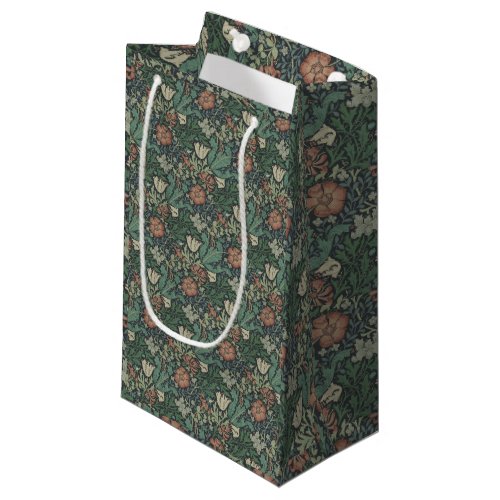 William Morris Vintage Floral Pink Green Compton   Small Gift Bag
